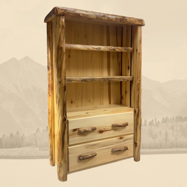 Log 60"h 2 Drawer Bookcase in Flat Front