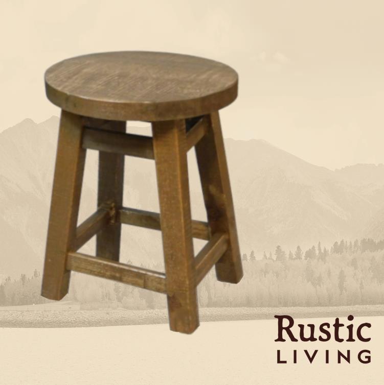 Rustic Farmhouse swivel dining stool handmade in America using solid wood custom made for your mountain cabin, lodge, farmhouse, ranch and western lifestyle.