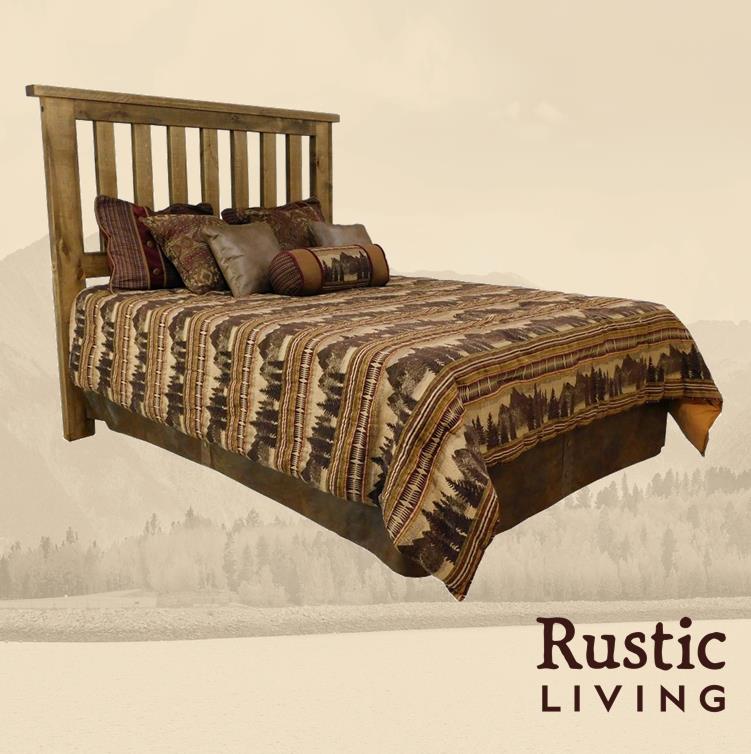 Rustic Farmhouse Woodland Headboard handmade in America using solid wood custom made for your mountain cabin, lodge, farmhouse, ranch and western lifestyle.