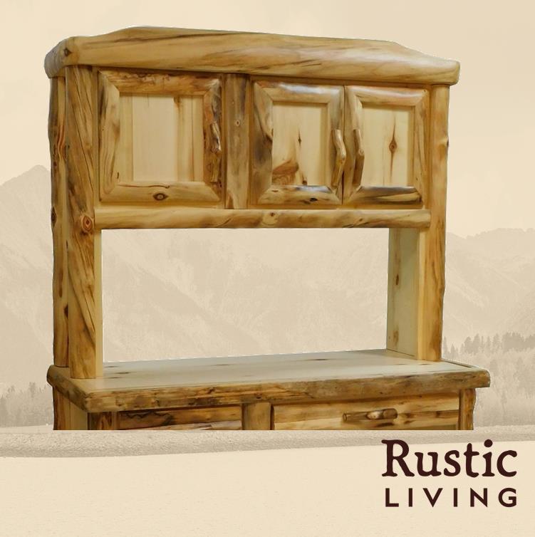 Aspen Rustic Log Furniture log desk hutch in log front handmade in America using solid wood custom made for your mountain cabin, lodge, farmhouse, ranch and western lifestyle.