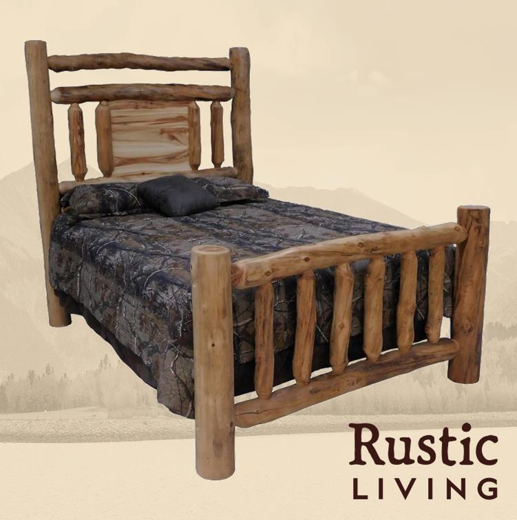 Aspen Rustic Log Furniture log lakeside accent bed handmade in America using solid wood custom made for your mountain cabin, lodge, farmhouse, ranch and western lifestyle.
