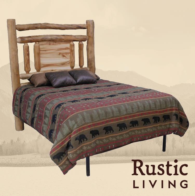 Aspen Rustic Log Furniture log lakeside accent headboard handmade in America using solid wood custom made for your mountain cabin, lodge, farmhouse, ranch and western lifestyle.