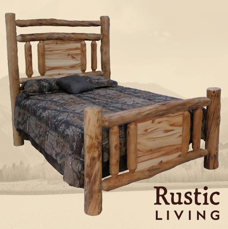 Aspen Rustic Log Furniture log mountain lakes accent bed handmade in America using solid wood custom made for your mountain cabin, lodge, farmhouse, ranch and western lifestyle.