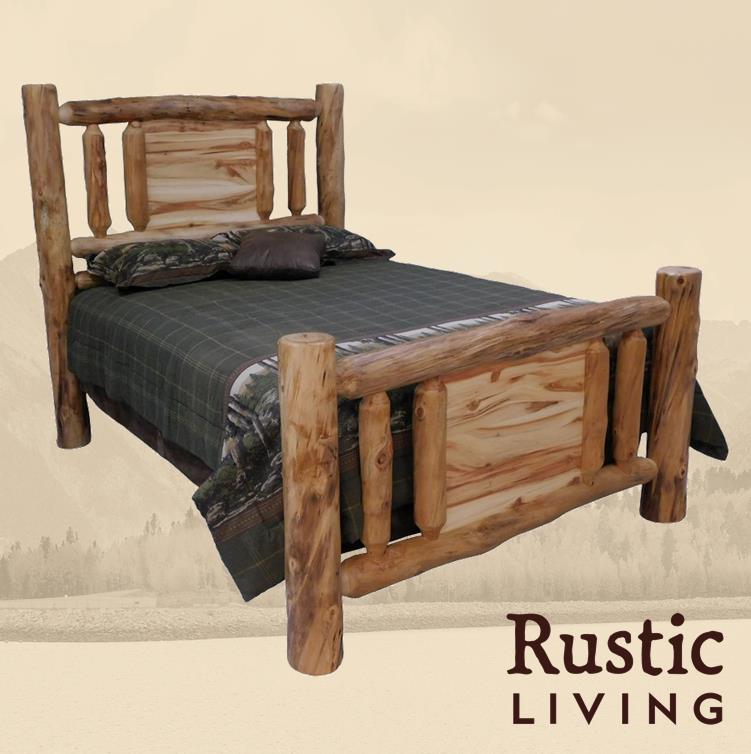 Aspen Rustic Log Furniture log mountain lakes bed handmade in America using solid wood custom made for your mountain cabin, lodge, farmhouse, ranch and western lifestyle.