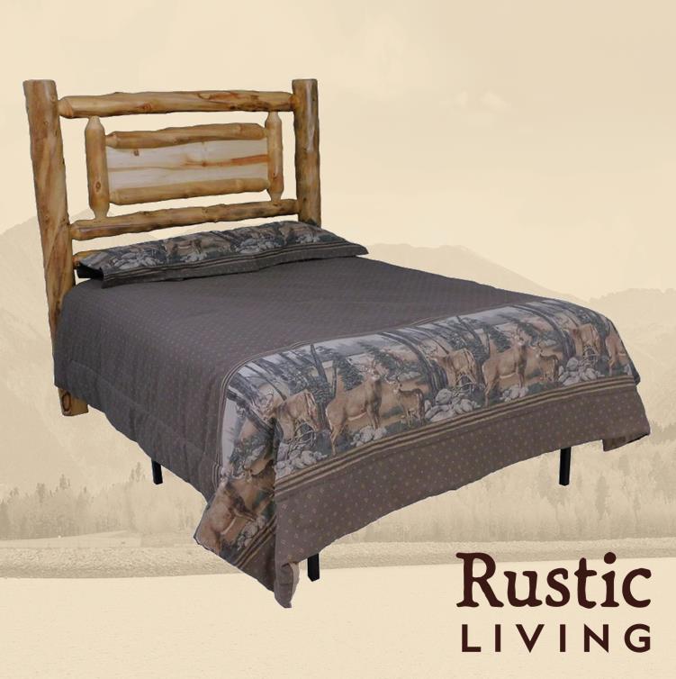 Aspen Rustic Log Furniture log riverside headboard handmade in America using solid wood custom made for your mountain cabin, lodge, farmhouse, ranch and western lifestyle.
