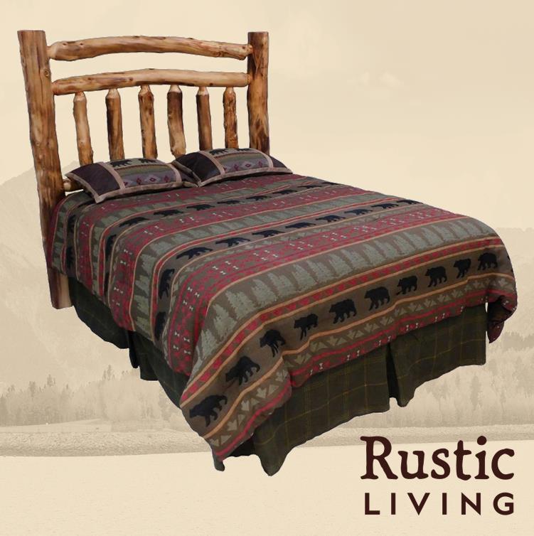 Aspen Rustic Log Furniture log timberland accent headboard handmade in America using solid wood custom made for your mountain cabin, lodge, farmhouse, ranch and western lifestyle.