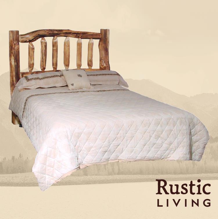 Aspen Rustic Log Furniture log timberland headboard handmade in America using solid wood custom made for your mountain cabin, lodge, farmhouse, ranch and western lifestyle.