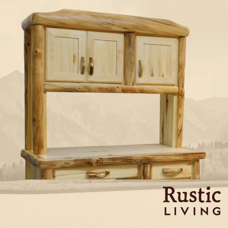 Aspen Rustic Log Furniture log desk hutch in flat front handmade in America using solid wood custom made for your mountain cabin, lodge, farmhouse, ranch and western lifestyle.