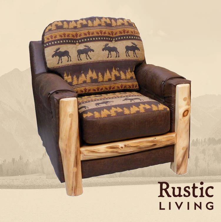 Aspen Rustic Log Furniture log mountain comfort chair handmade in America using solid wood custom made for your mountain cabin, lodge, farmhouse, ranch and western lifestyle.