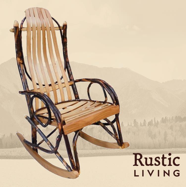 Aspen Rustic Log Furniture log lakeland rocker chair handmade in America using solid wood custom made for your mountain cabin, lodge, farmhouse, ranch and western lifestyle.
