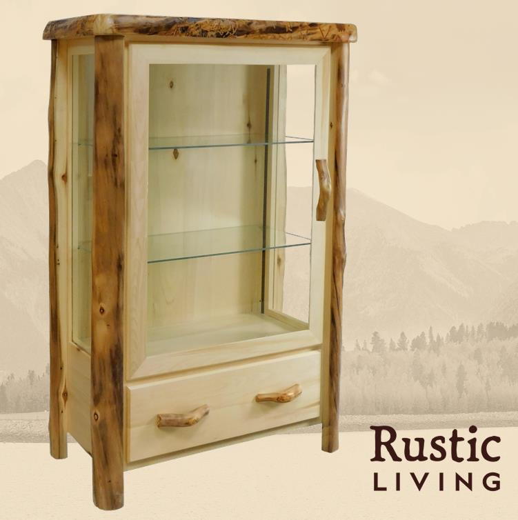 Log 1 Drawer Curio in Flat Front