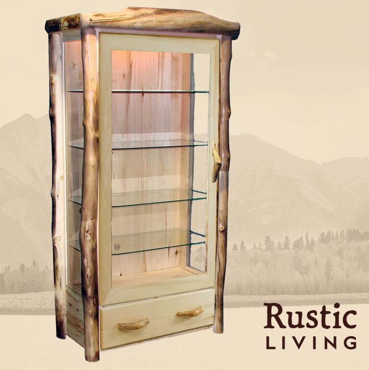Log 1 Drawer Display Cabinet in Flat Front