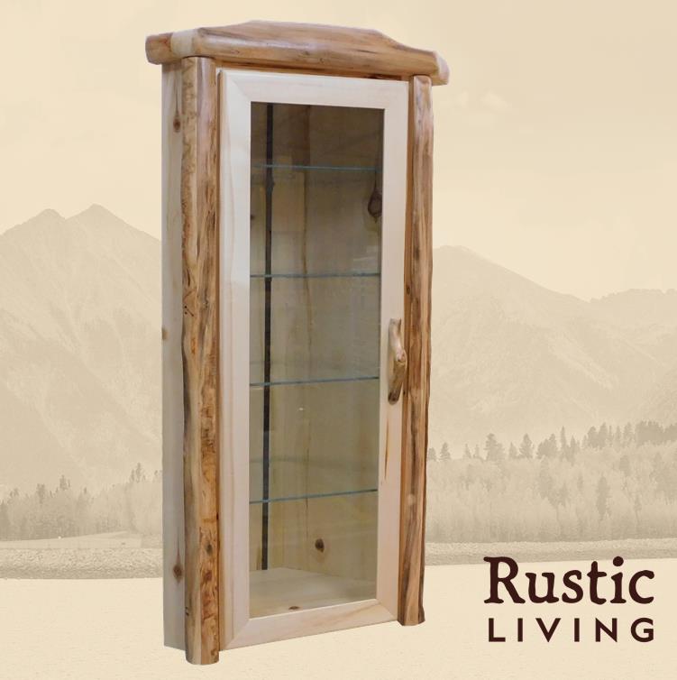 Log Corner Display Cabinet in Flat Front