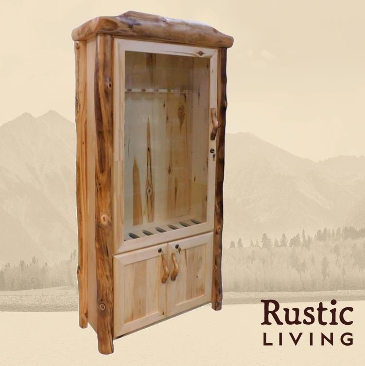 Log Legacy Gun Cabinet in Flat Front
