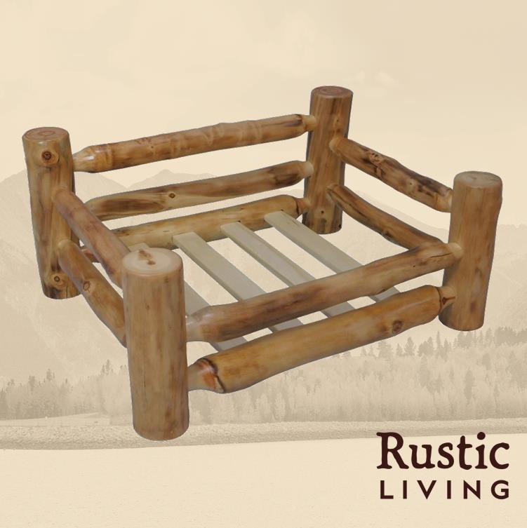 Aspen or Hickory Rustic Log  Pet Bed