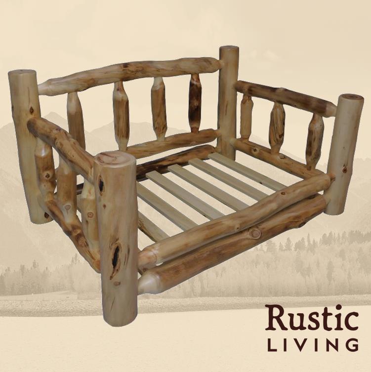 Aspen or Hickory Rustic Log Spindle Pet Bed