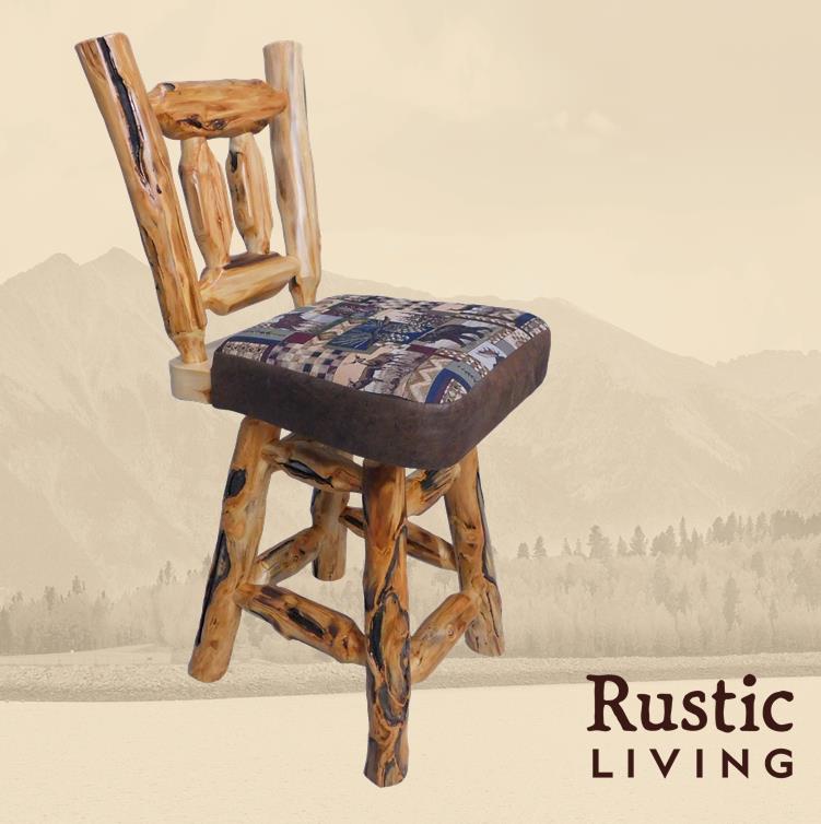 Log Upholstered Woodland Swivel Counter Stool