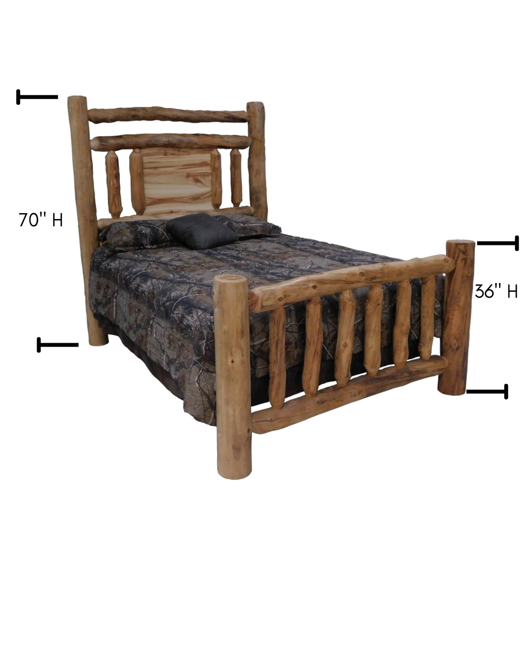 Aspen Rustic Log Lakeside Accent Bed