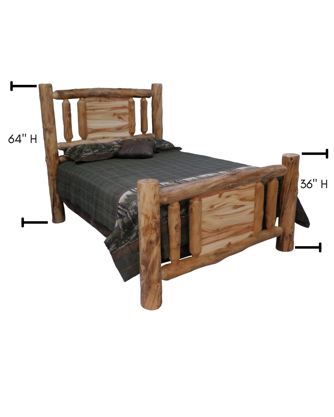 Aspen Rustic Log Mountain Lakes Bed