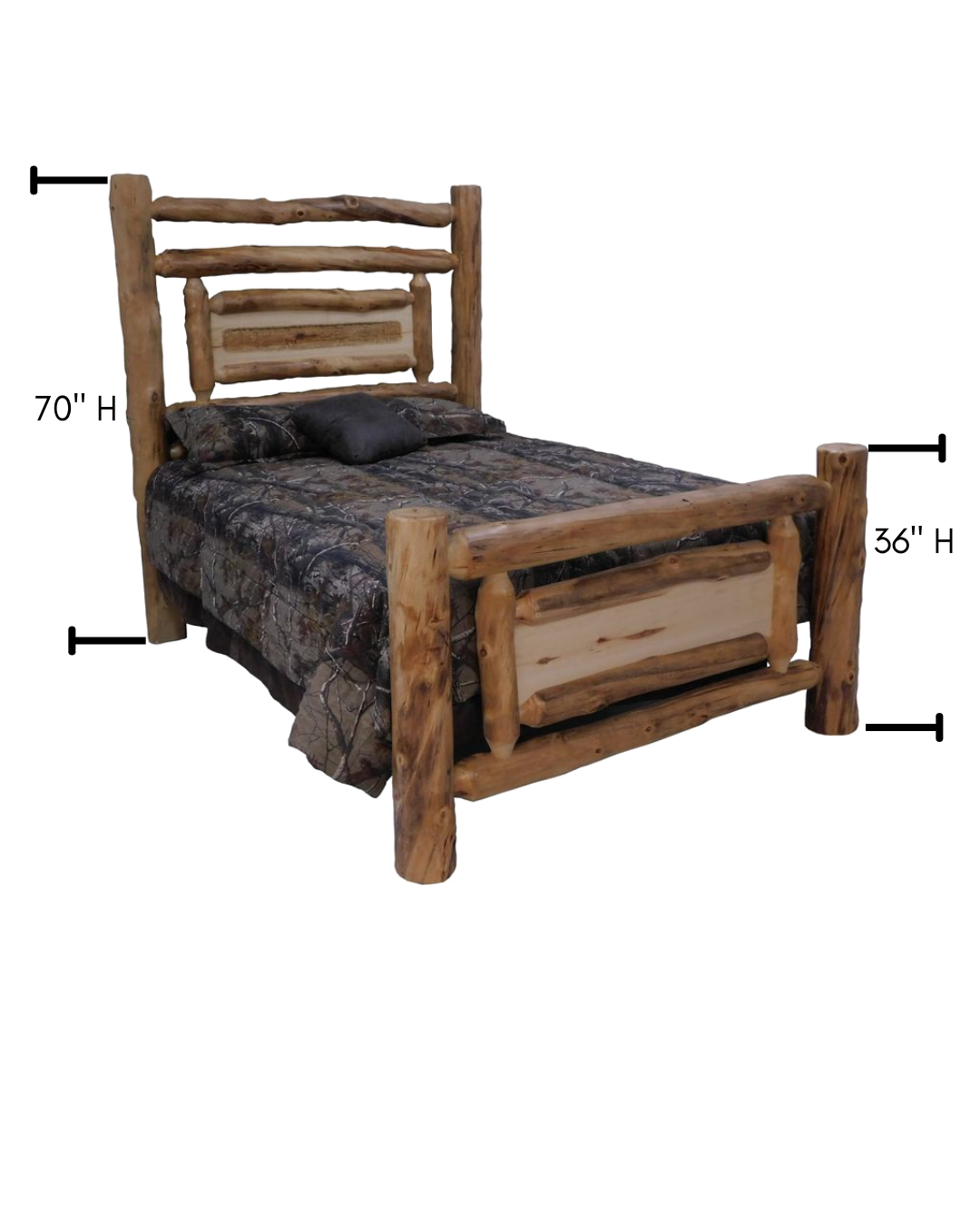 Aspen Rustic Log Mountain Rivers Accent Bed