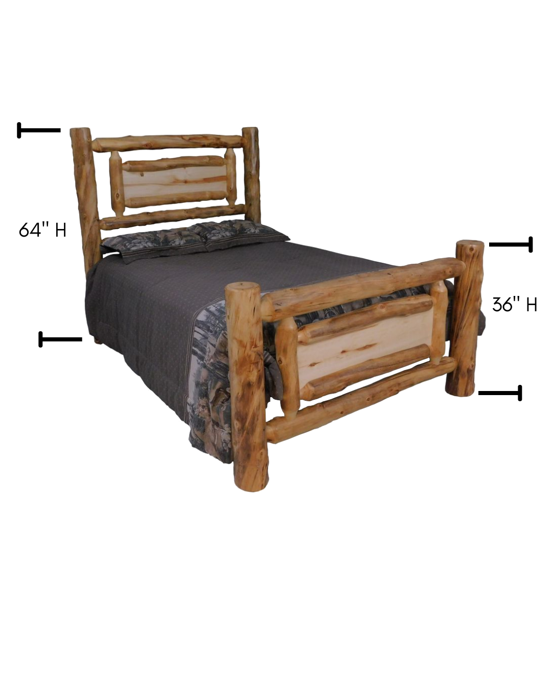 Aspen Rustic Log Mountain Rivers Bed