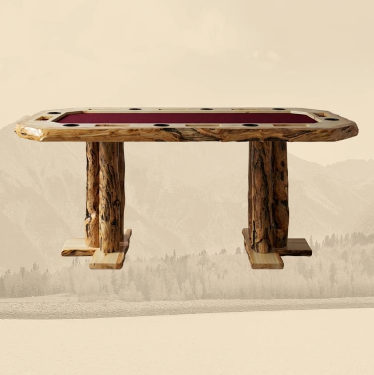 Rustic Log Rectangular Counter Height Poker Table