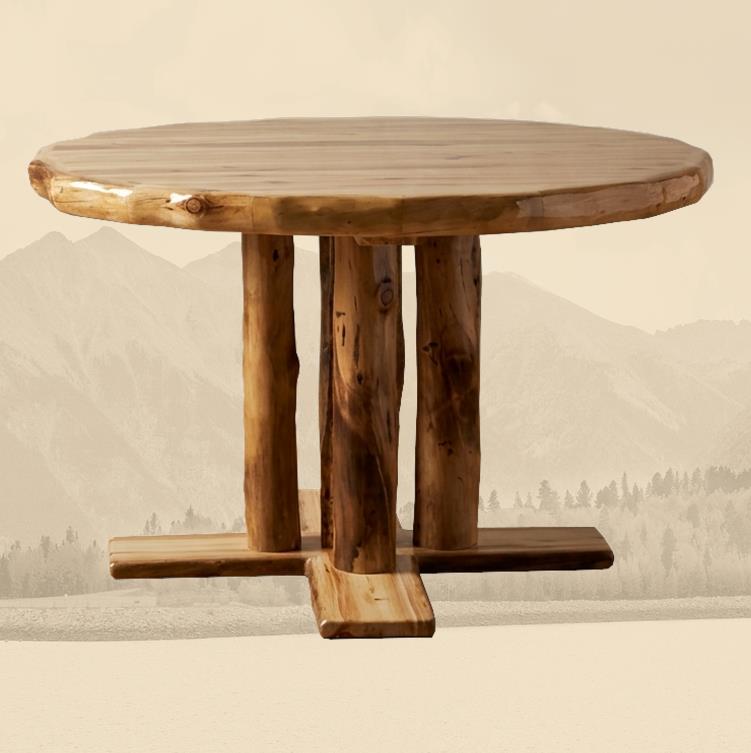 Rustic Log Round Counter Height Table