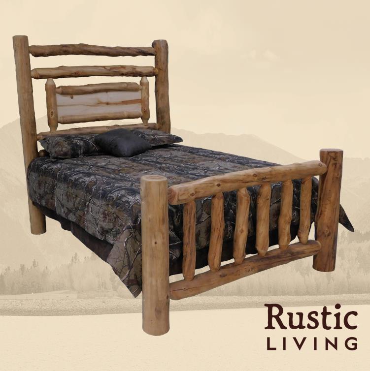 Aspen Rustic Log Riverside Accent Bed
