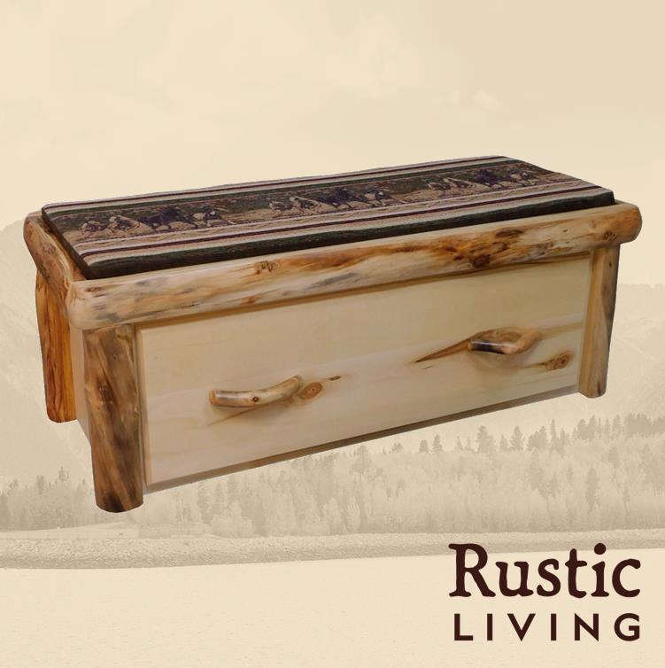 Rustic Log Storage Benches