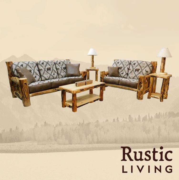 Rustic Log Sofas & Ottomans