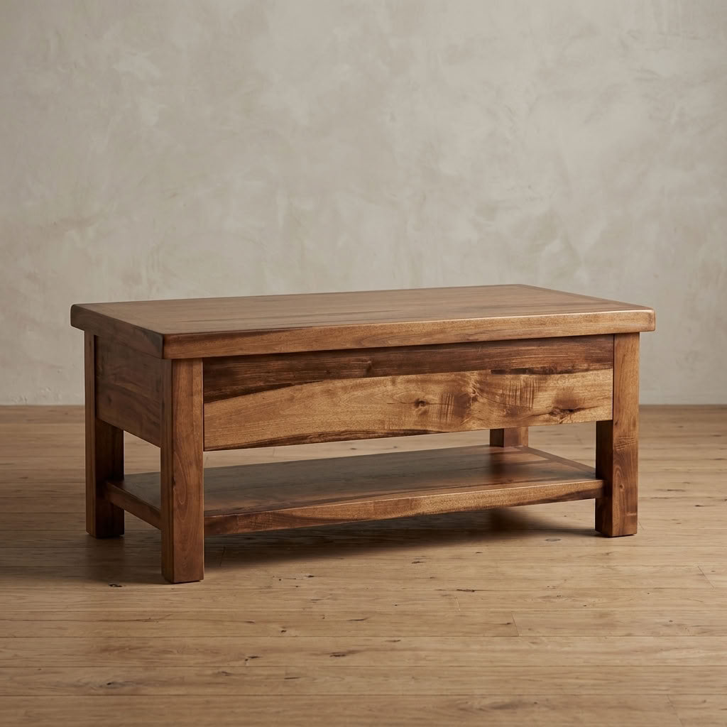 Rustic Farmhouse Coffee Table w/ Drawer in Artisan