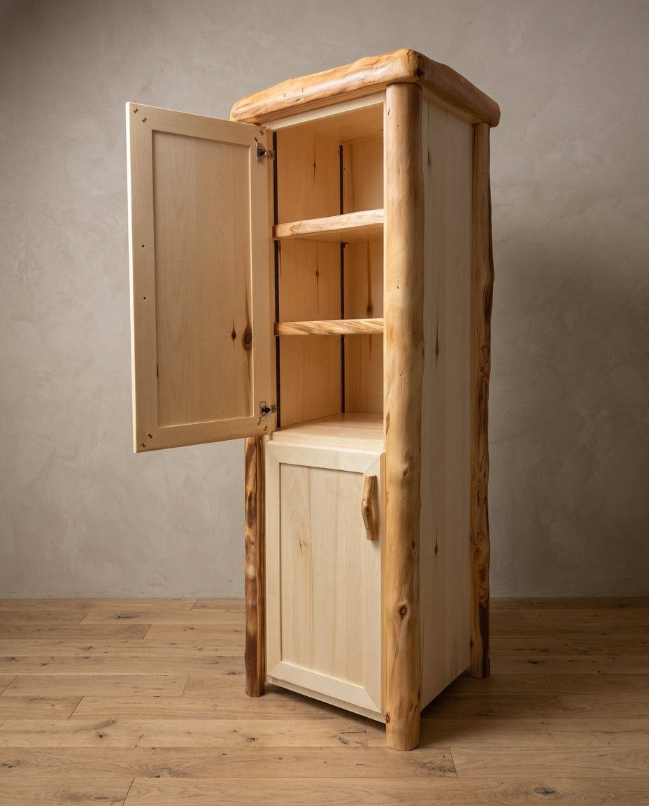 Aspen Rustic Log Legacy Storage Cabinet in Flat Front