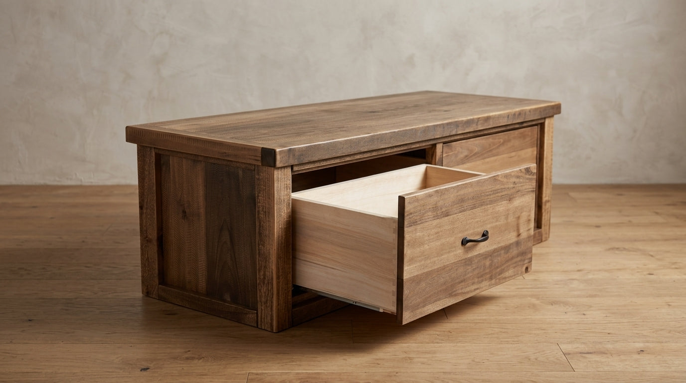 Rustic Farmhouse Bench Chest in Artisan