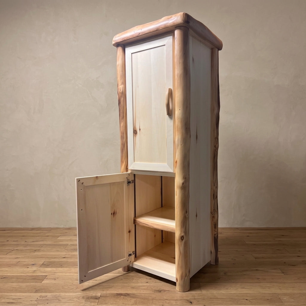 Aspen Rustic Log Legacy Storage Cabinet in Flat Front
