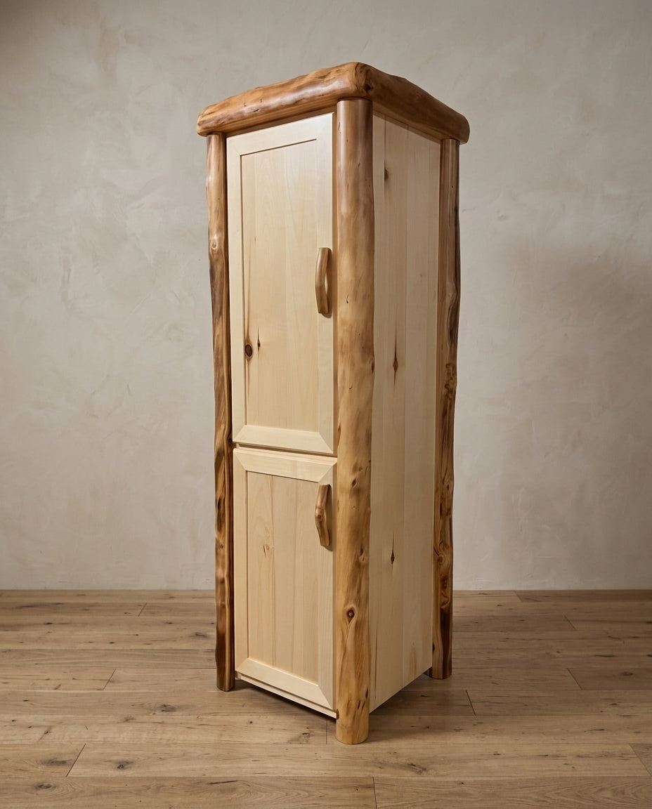Aspen Rustic Log Legacy Storage Cabinet in Flat Front