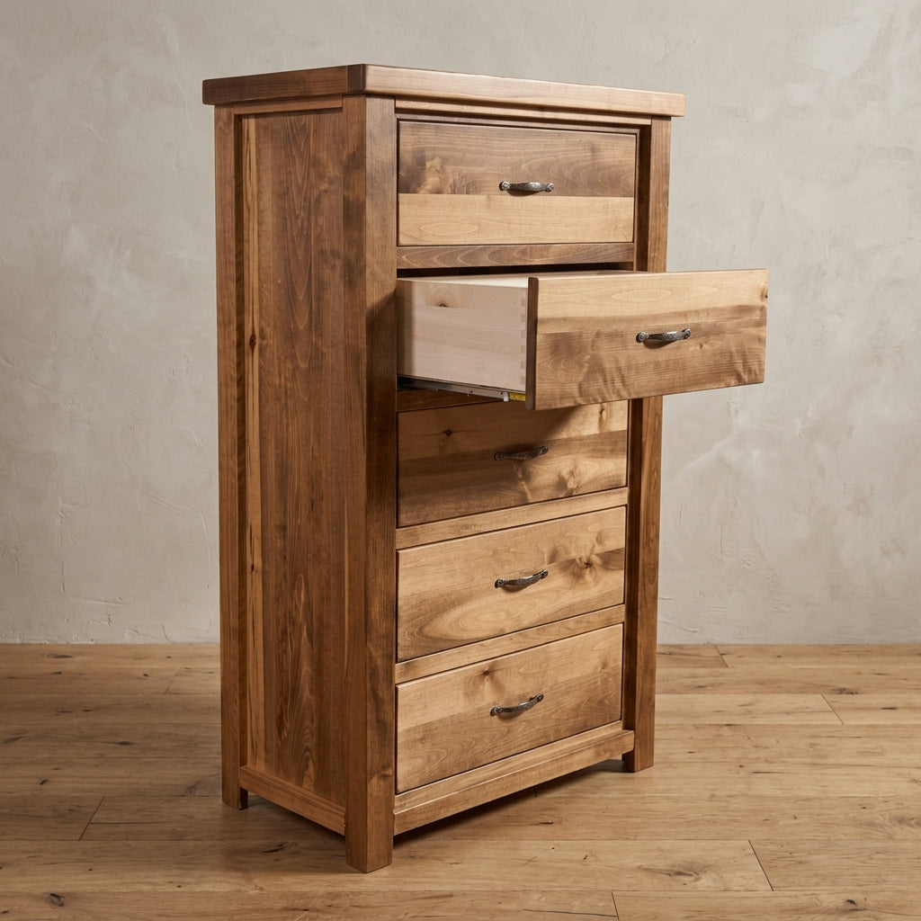 Rustic Farmhouse 5 Drawer Chest in Artisan