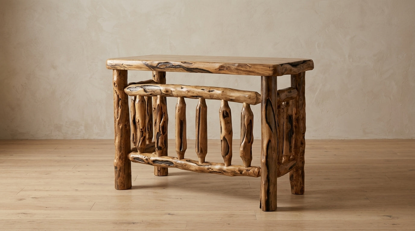 Aspen or Hickory Rustic Log Spindle Desk