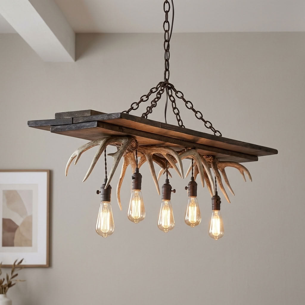 Slenderwood Modern Whitetail Deer Antler Chandelier