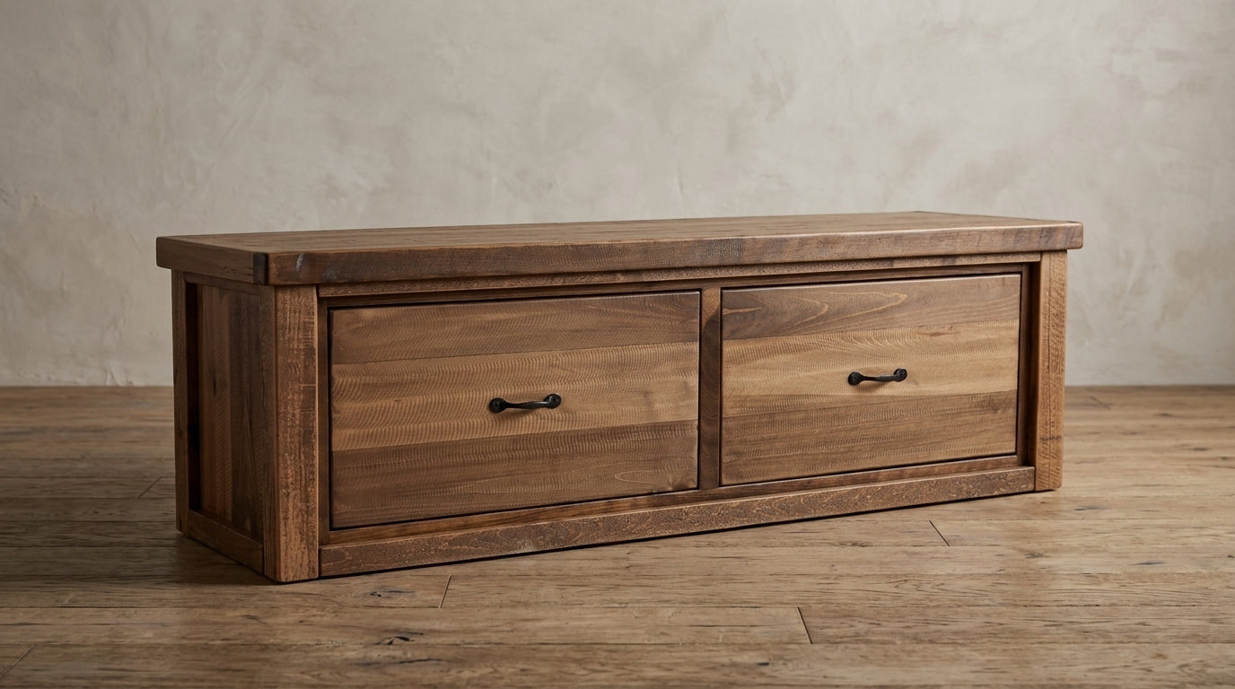 Rustic Farmhouse Bench Chest in Artisan