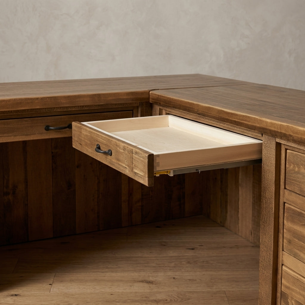 Rustic Farmhouse Executive L-Desk in Artisan