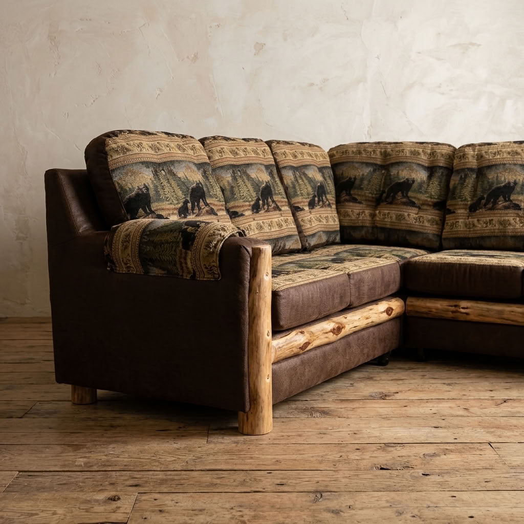 Aspen Rustic Log Loveseat x Sofa Mountain Comfort Sectional