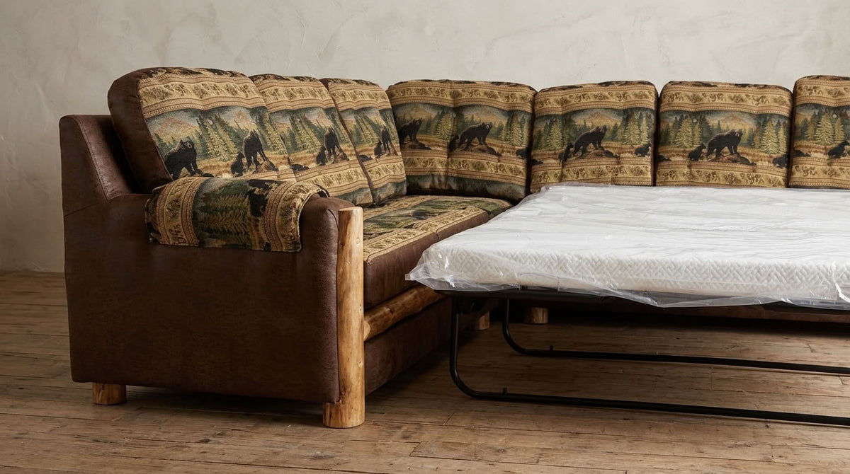 Aspen Rustic Log  Loveseat x Sofa Sleeper Mountain Comfort Sectional