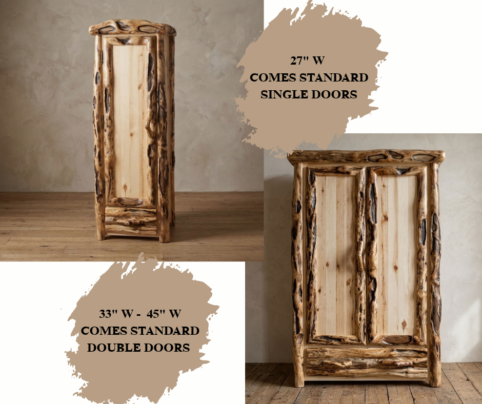 Aspen Rustic Log 1 Drawer Storage Cabinet in Log Front