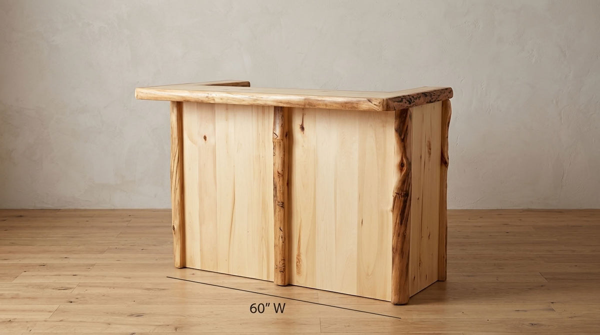 Aspen Rustic Log Vintage Bar in Flat Front