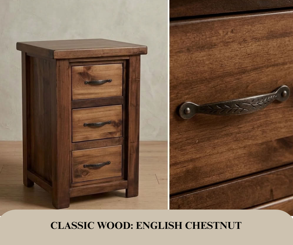Rustic Farmhouse 3 Drawer Night Stand in Artisan