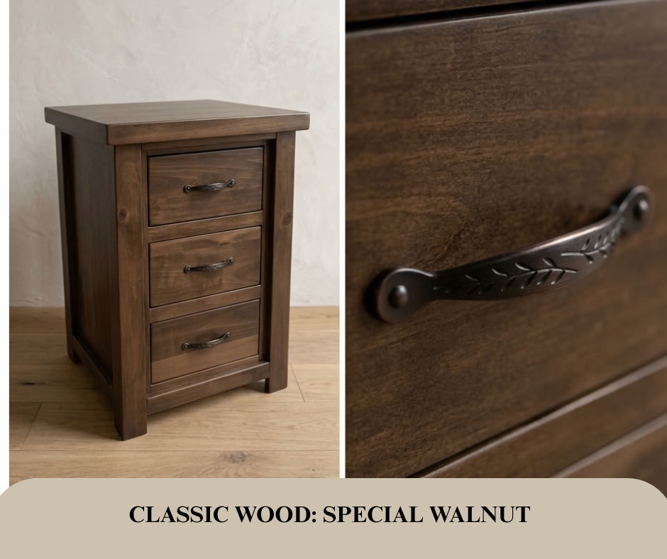 Rustic Farmhouse 3 Drawer Night Stand in Artisan