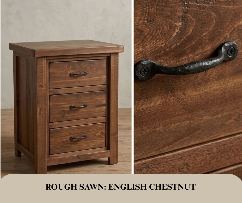 Rustic Farmhouse 3 Drawer Night Stand in Artisan