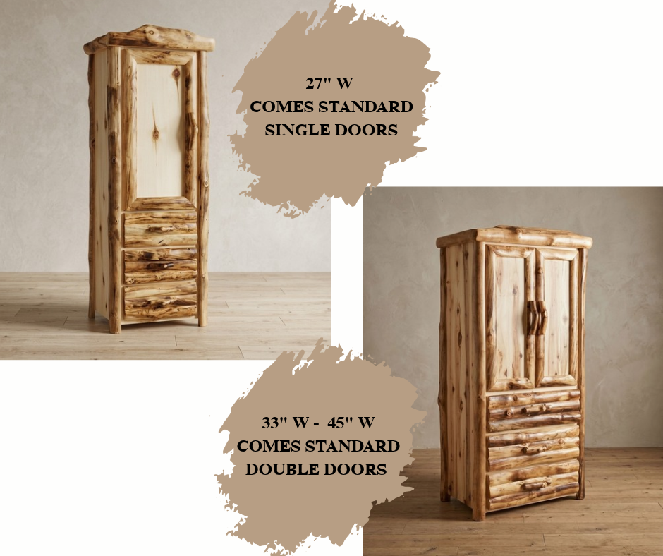Aspen Rustic Log 3 Drawer Storage Cabinet in Log Front