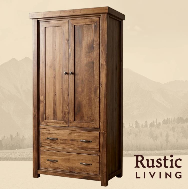 Aspen Rustic Farmhouse 2 Drawer Storage Cabinet in Artisan
