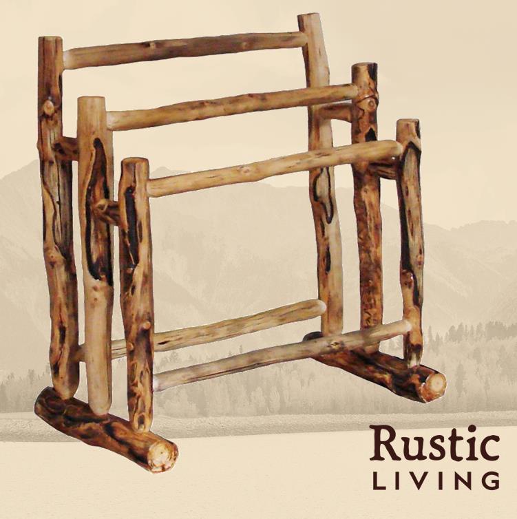 Log 3 Tier Quilt Rack